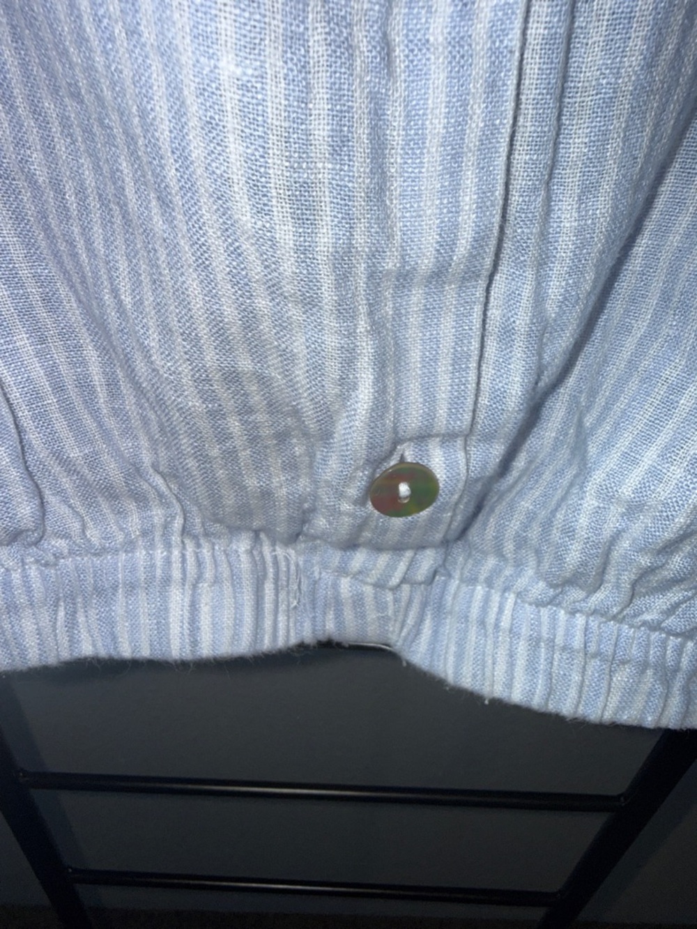 Rachel Zoe Pale Blue & White Striped Cropped Button Front Shirt - Picture 4 of 6
